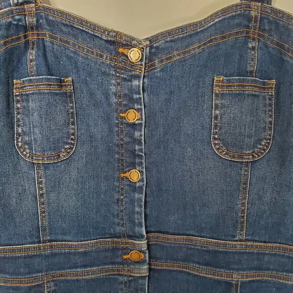 Ramy Brook Monica Button Front Midi Dress Medium Wash Denim Blue USA Size 38 New - Picture 4 of 11